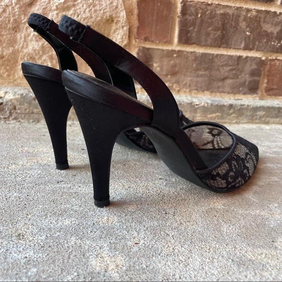 David’s Bridal Heels Black Lace Pointed Toe Slingback Womens 7 - Picture 3 of 10